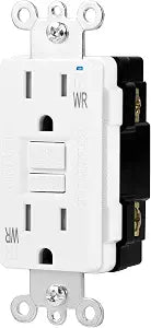 Amazon Basics Weather-Resistant Tamper-Resistant GFCI Receptacle with LED Indicator, Self-Test, Ground Fault Circuit Interrupter for Indoor or Outdoor Use, 15 Amp, White