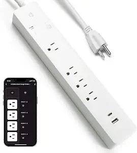 Geeni Smart Surge Protector Power Strip, 4 Smart Outlets & 2 USB Ports