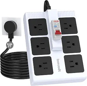 GFCI Power Strip, 14AWG 10FT Heavy Duty Extension Cord, 30mA RCBO, 6Outlets