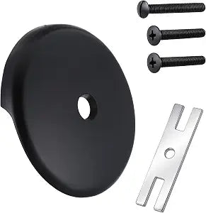 Single Hole Bathtub Overflow Drain Cover, Bathtub Drain Plate Overflow Cover with Screw Low Noise Thick Face Plate Tub Trim Kit(Matte Black)