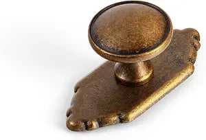 6Pack Antique Brass Cabinet Knob with Backplate Round Drawer Knob