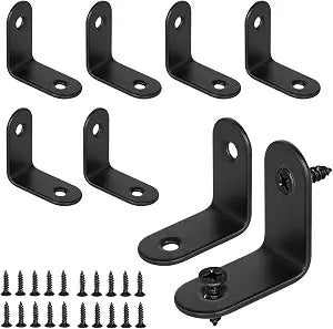 30 x 30 x 16mm L Bracket Corner Brackets - Stainless Steel - Black - 8Pcs