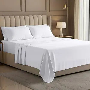 Hotel Queen Sheet Set, 4pc Set for Rental, Resort & Motel, White
