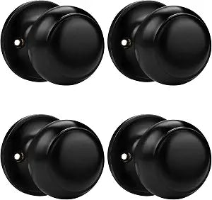 Probrico Black Half Dummy Door Knobs, Round Non-Turning Inactive Door Knobs Handles for Closet French Door,4 Pack