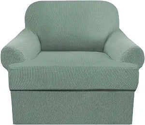2-Piece T-Cushion Chair Slipcover Set  Stretch Sofa Cover for T-Cushion Armchairs & Chairs (Fits Width Up to 47")  Washable Furniture Protector with T-Shaped Seat Cover (Pool, Chair)