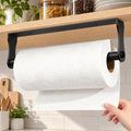 Paper Towel Holder Under Cabinet,Adhesive or Screw Mounted,Under Counter Paper Towel Holder Wall Mount,Stainless Steel Paper Towel Rack for Kitchen,Sink,Bathroom,Rvs,No Drill(Black)