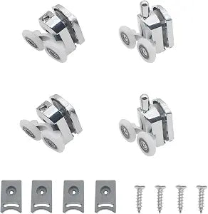 4 Pcs Curved Shower Door Rollers Aluminum Alloy Rv Shower Door Wheels Replacement with Anti-Collision Pad and Screws for 4-6mm Glass Door (23mm)