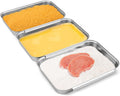 Breading Trays Set of 3 - Stainless Steel Dredging Trays for Breading, Marinating & Food Prep, Interlocking Breading Station for Chicken, Fish, Baking, Oven-Safe (8.5" x 5.8" x 1.2")