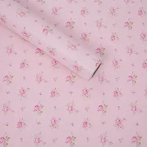 Pink Floral Drawer Shelf Liner Self Adhesive Decorative Rose Contact Paper for Shelves Drawer Cabinets Furniture Wall Decoration (17.7x78.7 Inches)