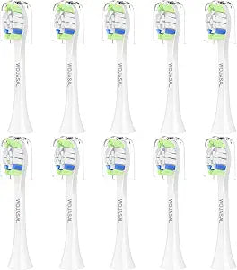 Replacement Toothbrush Brush Heads Compatible with Philips Sonicare Electric Toothbrushes with Click-on System Dupont Bristles for Optimal Plaque Remove, Pack of 10, White