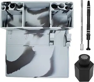 nugbuddy Wax Tool Station - Mat & Accessory Organizer - Heat Resistant & Non Stick Silicone Surface - Craft Kit with Accessories Included