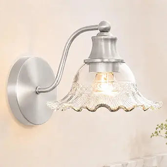 Brushed Nickel Bathroom Wall Sconce Vintage Style, E26 Easy Mounted