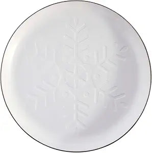 Santa Barbara Design Studio Serving Plates White Stamped Ceramic Snowflake Plate, Set of 4, Appetizer Plates