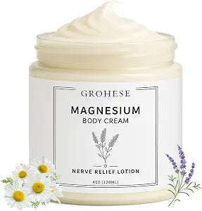 Neuropathy Cream - Nerve Relief Magnesium Body Lotion, Magnesium Cream for Feet & Hands & Knees with Magnesium Chloride and Pure Ingredients, Non-Greasy Formula, Relaxing Lavender Scent