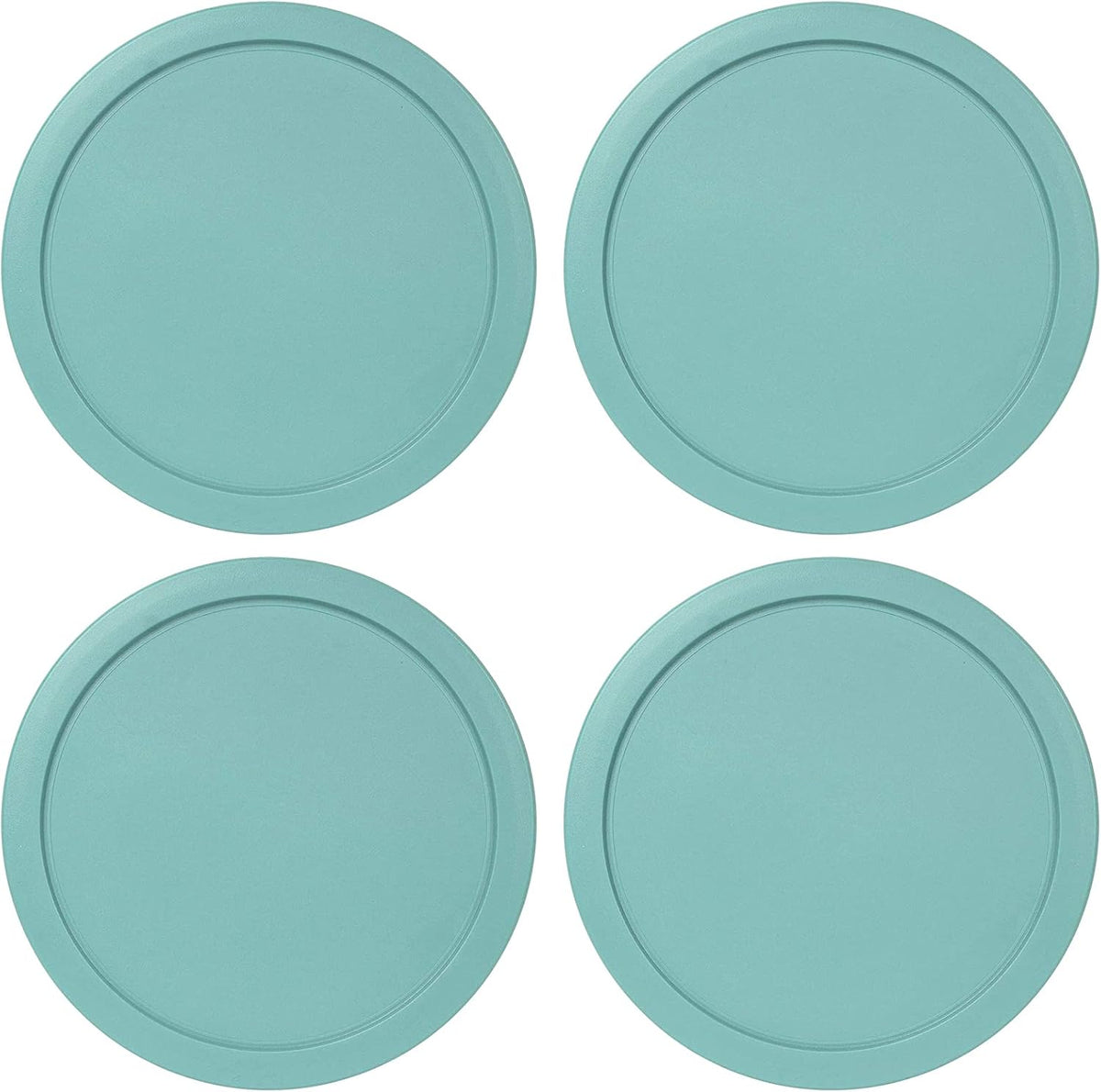 Replacement Lids fits Pyrex 4-Cup Glass Food Storage Container Bowls, 6-Inch Plastic Round Lids Covers for Pyrex 7201-PC, Airtight & Leakproof (4-Pack, Turquoise)