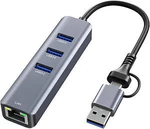 USB to Ethernet Adapter, ABLEWE USB 3.0/USB C to RJ45 Gigabit LAN (1000Mbps) Network Adapter, Compatible with MacBook/Pro/Air, iPhone 15/16 Pro/Max, iPad Pro, Surface Pro, Windows 11/10/8/7, MacOS
