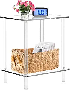 2-Tier Acrylic Small Side Table End Table Bedside Table