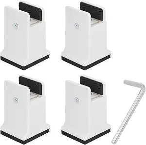 Zerone Adjustable Bed Risers 4 Inch Furniture Risers with Screw Clamp, Soft Rubber Material, Height Adjustment for Desks Cabinets Tables (White)