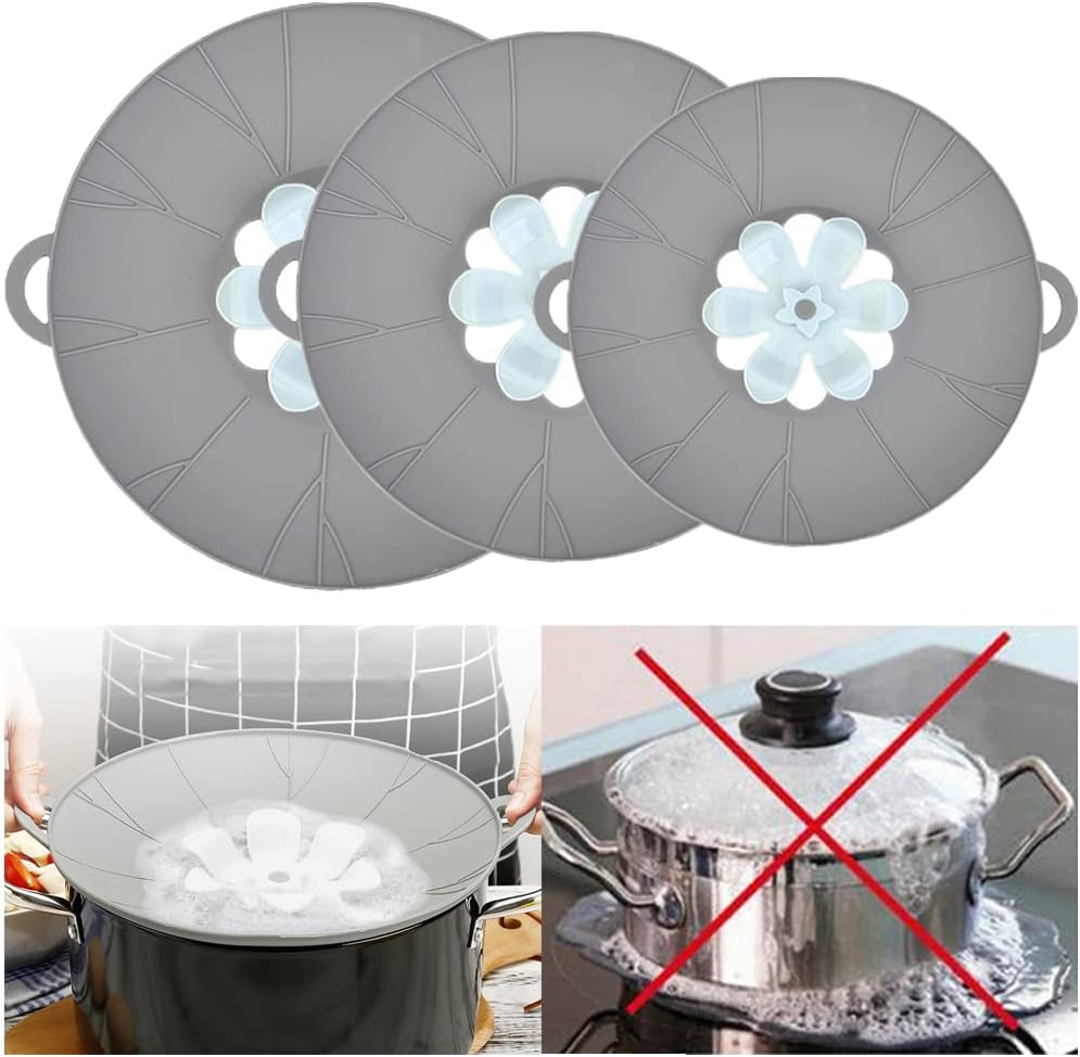 URMONA 3-Piece Silicone Lids, 9.1, 10.4, 11.6 in Microwave Splatter Covers