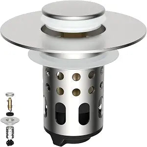 Anylock Universal 4 in 1 Bathroom Sink Drain Strainer, Pop Up Stopper