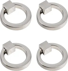 Modern Cabinet Drawer Pull Handle Dresser Wardrobe Cupboard Knob Ring Pack of 4 (Brushed)