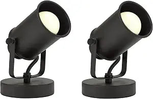 Industrial Wall Lamp with Plug in Cord, Adjustable Retro Black Wall Lamp, Wall Mounted Spotlight Lamp,Wall Sconce Lamp for Hallway Headboard Picture Kitchen Bedroom Office Pack of 2