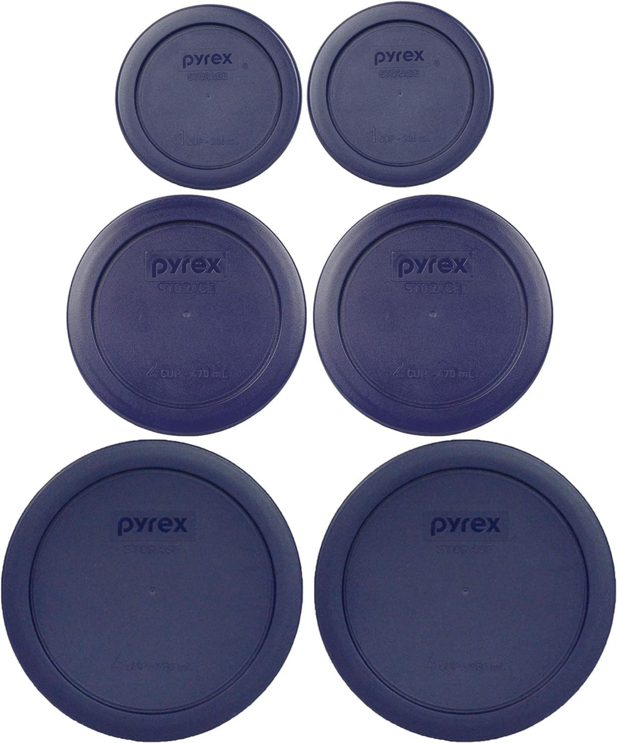 Pyrex 6 Piece Blue Food Storage Lid Set - Made in USA