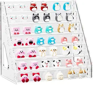 7 Tier Acrylic Display Stand Organiser with Fences, Perfume Stand Organiser, Clear Display Shelf for Home, Office, Retail for Funko Figures Toys Cupcake Food, Cologne, Cosmetics, Storage