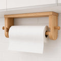 Wood Paper Towel Holder, Under Cabinet/Wall Mount, 2 Hooks