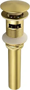 SHAMANDA Brass Bathroom Sink Drain, Vessel Vanity Sink Pop Up Drain Stopper with Overflow Lavatory Drain Assembly, Brushed Gold, DS101-3