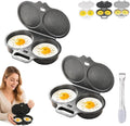 Dual Cavity Microwave Egg Poacher With Lid & Handle (Dark Gray-2Pcs)