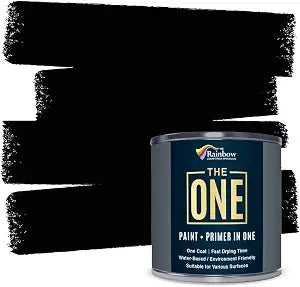 THE ONE All-In-One Paint & Primer - Black Matte, 8.5 Fl Oz/250ml Sample | 1 Coat Formula | Easy Indoor & Outdoor Decorating for Home & Garden Walls, Floors & Furniture | Water-Based & Low VOC