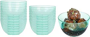 Restaurantware-4 Ounce Mini Bodega Cups, 20 Round Small Appetizer Cups - Lids Sold Separately, Heavy-Duty, Seagreen Plastic Parfait Cups, Serve Mousse, Puddings, Or Samples, For Weddings Or Parties