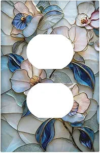 Decorative Art Light Switch Covers Stained Bloom 1 Gang Single Duplex Outlet Wall Plate Switchplate Electrical Faceplate