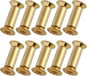 TEAMWILL 10PC Brass Knife Handle Pin Rivets Knife Fasteting Screws Lock Flat Hex Head US
