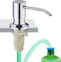 Dish Soap Dispenser for Kitchen Sink, Built in Sink Soap Dispenser Chrome, Countertop Soap Dispenser Stainless Steel Pump with 47" Extension Tube kit, No Need to Fill Little Bottle Again