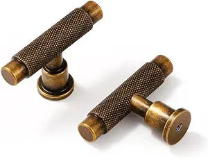 5 Pack Antique Brass Cabinet Knobs Knurled