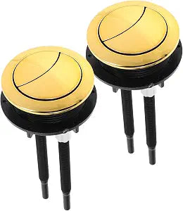 DOITOOL Toilet Push Button Replacement Dual Flush Water Tank Button Round Head Toilet Accessory with Electroplated Finish Easy Install Bathroom Part 2 pack