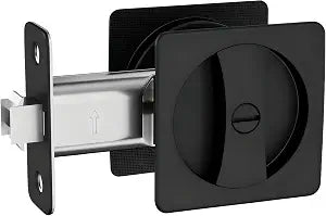 Lethato Pocket Door Hardware Pocket Door Lock Black Rounded-Corner 1Pack