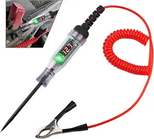 Heavy Duty 3-70V Automotive Test Light,Digital LED Relay Tester with 110 Inch Retractable Spring Wire,Multifunctional Car Circuit Tester for Testing Fuses,Voltage,Acc,Engine