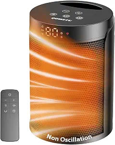 QOWETU Small Portable 1500W Space Heaters for Indoor Use with Remote