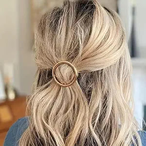 Retro Hair Clips for Women Elegant Round Clip for Hair Gold Round with Rhinestone Designs Cute Metal Hair Claws Cute Golden Loop Clips for Women Hair Claw Clip Hair Clip for Thin Hair 2PCS