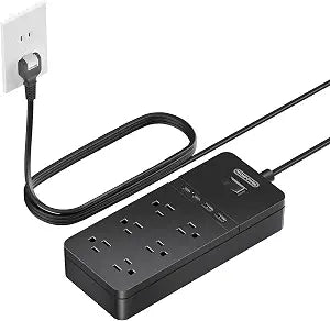 2 Prong Power Strip with 10ft Extension Cord, NTONPOWER 2 Prong to 3 Prong Outlet Adapter with 6 Outlets 4 USB Ports(2 USB C), Wall Mount for Old House Non-Grounded Outlet
