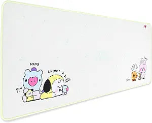 Hamee BT21 My Little Buddy Series Desk Mat [Laptop Computer Gaming Mouse Mat] [Large Office Accessories] [Cute Non-Slip Rubber Base Mouse Pad] [Desk Pad] Cooky CHIMMY SHOOKY MANG, 12" x 30"