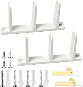 2 Pack Sliding Closet Door Floor Guide, Universal Fit for 1-3/8" Width Doors | White Plastic Sliding Door Track with Hardware for Closet Doors