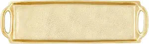 Santa Barbara Design Studio Serving Tray with Handles Rectangular Aluminum Platter, Small, Gold