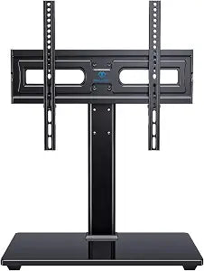 PERLESMITH Universal Swivel TV Stand Legs for 32-65 inch TVs up to 88lbs, Height Adjustable Table Top Stand Base, Television Mount Stands with Tempered Glass Base, Universal VESA 400x400mm, PSTVS17