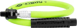 Flexzilla Swivel Whip Air Hose, 3/8 in. x 2 ft. (1/4" MNPT Ball Swivel x 1/4" FNPT Ends), Heavy Duty, Lightweight, Hybrid, ZillaGreen - HFZ3802YW2B