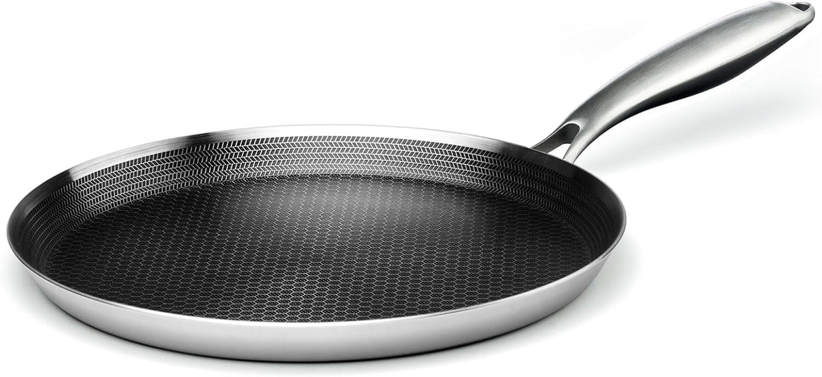 Innerwell 11 Inch Nonstick Crepe Pan, Stainless Steel Pancake Pan-Silver