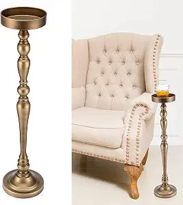 Martini Drink Tables for Small Spaces, Pedestal Side Table, Novelty, Bronze